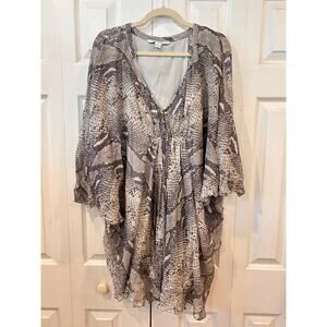 Diane von Furstenberg Fleurette Silk Chiffon Kaftan Dress Snakeskin Size 6